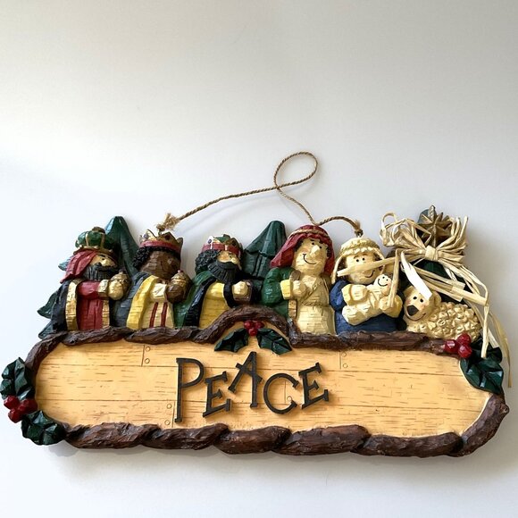 CHRISTMAS PEACE WISEMAN NATIVITY SCENE WALL DÉCOR VINTAGE - Picture 3 of 9